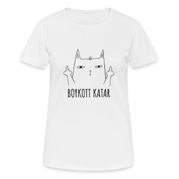 boycott qatar lustiger kater boykott katar - Frauen T-Shirt atmungsaktiv - Weiß - Vorne - AI Model Female 172 dark (172cm)