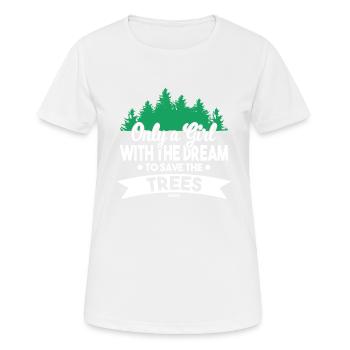 Wald Abenteuer Berge Bäume Naturschutz - Frauen T-Shirt atmungsaktiv - Weiß - Vorne - AI Model Female 172 dark (172cm)