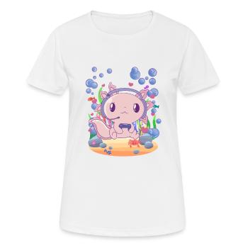 Axolotl zockt unter Wasser - Frauen T-Shirt atmungsaktiv - Weiß - Vorne - AI Model Female 172 dark (172cm)