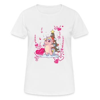 Licorne Arbre de Noël Neige Hiver - T-shirt respirant Femme - blanc - Devant - AI Model Female 172 dark (172cm)