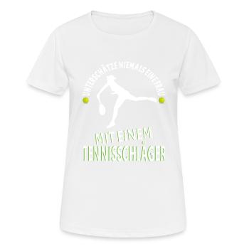 Tennisspieler Tennis Damen - Frauen T-Shirt atmungsaktiv - Weiß - Vorne - AI Model Female 172 dark (172cm)