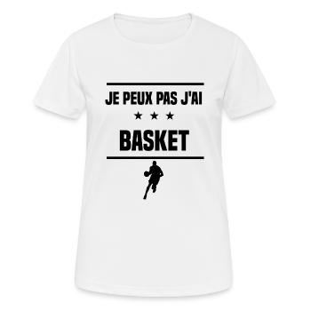 Je Peux Pas J'ai basket basketteur humour - T-shirt respirant Femme - blanc - Devant - AI Model Female 172 dark (172cm)