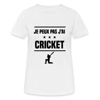 Je Peux Pas J'ai cricket joueur batteur humour - T-shirt respirant Femme - blanc - Devant - AI Model Female 172 dark (172cm)