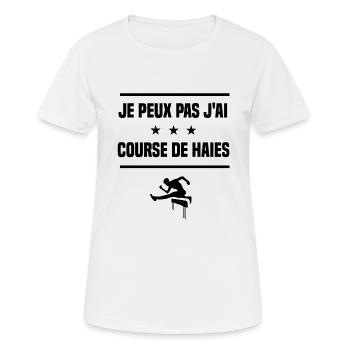 Je Peux Pas J'ai course de haies athlète humour - T-shirt respirant Femme - blanc - Devant - AI Model Female 172 dark (172cm)