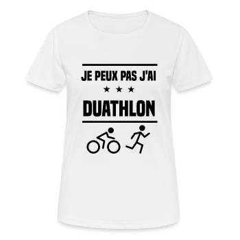 Je Peux Pas J'ai duathlon sport duathlète humour - T-shirt respirant Femme - blanc - Devant - AI Model Female 172 dark (172cm)