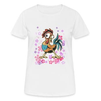 Coq cool fou du poulailler - T-shirt respirant Femme - blanc - Devant - AI Model Female 172 dark (172cm)
