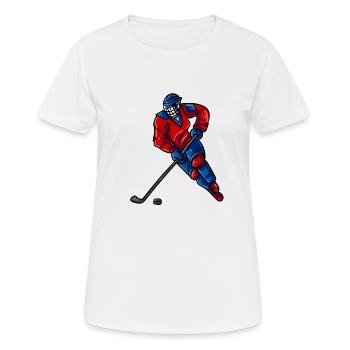Eishockeyspieler Puck - Frauen T-Shirt atmungsaktiv - Weiß - Vorne - AI Model Female 172 dark (172cm)