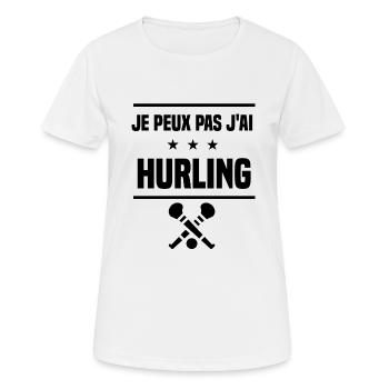 Je Peux Pas J'ai hurling caman humour - T-shirt respirant Femme - blanc - Devant - AI Model Female 172 dark (172cm)