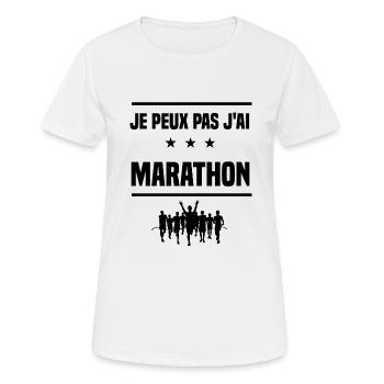 Je Peux Pas J'ai marathon coureur humour - T-shirt respirant Femme - blanc - Devant - AI Model Female 172 dark (172cm)