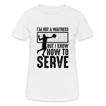 Volleyball Volley Aufschlag Volleyballspieler - Frauen T-Shirt atmungsaktiv - Weiß - Vorne - AI Model Female 172 dark (172cm)
