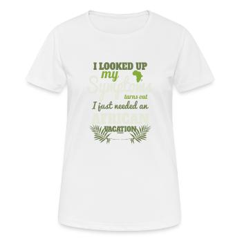 ich muss nach Afrika - Frauen T-Shirt atmungsaktiv - Weiß - Vorne - AI Model Female 172 dark (172cm)