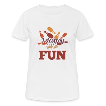 Je détruis des quilles pour m’amuser en jouant aux quilles - T-shirt respirant Femme - blanc - Devant - AI Model Female 172 dark (172cm)