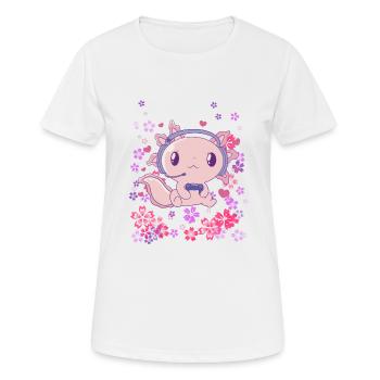 Gaming Axolotl mit Headset - Frauen T-Shirt atmungsaktiv - Weiß - Vorne - AI Model Female 172 dark (172cm)