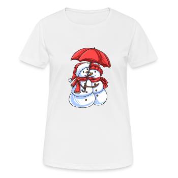 Schneemann Liebe - Frauen T-Shirt atmungsaktiv - Weiß - Vorne - AI Model Female 172 dark (172cm)