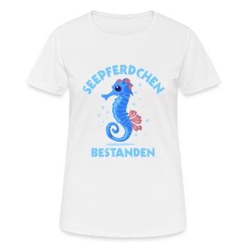 Insigne d’hippocampe Insigne de natation - T-shirt respirant Femme - blanc - Devant - AI Model Female 172 dark (172cm)