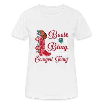 Bottes et bling c’est une chose drôle musique country - T-shirt respirant Femme - blanc - Devant - AI Model Female 172 dark (172cm)