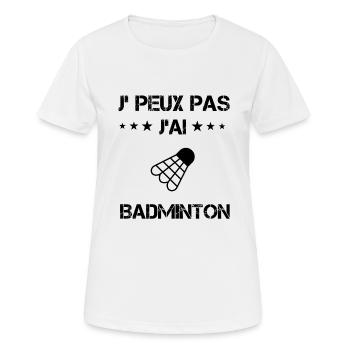 Je peux pas j'ai badminton cadeau humour - T-shirt respirant Femme - blanc - Devant - AI Model Female 172 dark (172cm)