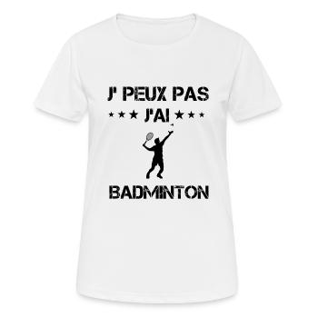 Je peux pas j'ai badminton homme cadeau humour - T-shirt respirant Femme - blanc - Devant - AI Model Female 172 dark (172cm)