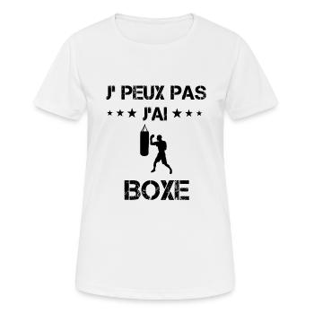 Je peux pas j'ai boxe cadeau humour - T-shirt respirant Femme - blanc - Devant - AI Model Female 172 dark (172cm)