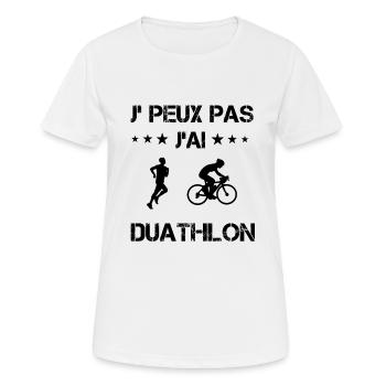 Je peux pas j'ai duathlon cadeau humour - T-shirt respirant Femme - blanc - Devant - AI Model Female 172 dark (172cm)
