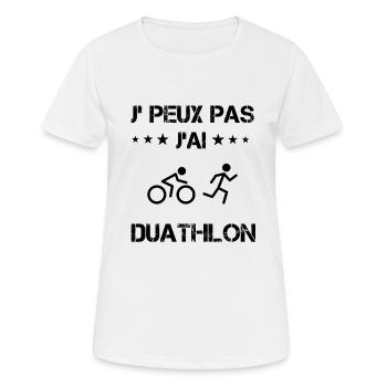 Je peux pas j'ai duathlon sport cadeau humour - T-shirt respirant Femme - blanc - Devant - AI Model Female 172 dark (172cm)