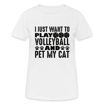 Volleyball Aufschlag Volleyballspieler Katze Mieze - Frauen T-Shirt atmungsaktiv - Weiß - Vorne - AI Model Female 172 dark (172cm)