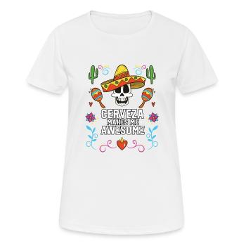 Cerveza Makes Me Awesome Beer Drinker Alcoholic - Women's Breathable T-Shirt - white - Front - AI Model Female 172 dark (172cm)