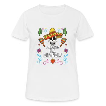 J’ai survécu à La Chancla Pantoufles mexicaines Sandales - T-shirt respirant Femme - blanc - Devant - AI Model Female 172 dark (172cm)