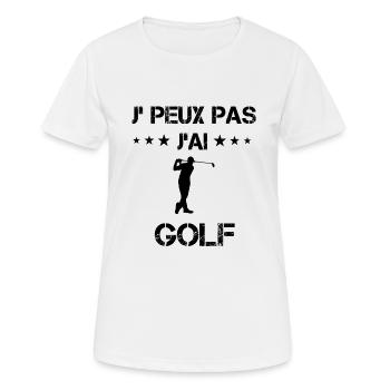 Je peux pas j'ai golf cadeau humour - T-shirt respirant Femme - blanc - Devant - AI Model Female 172 dark (172cm)