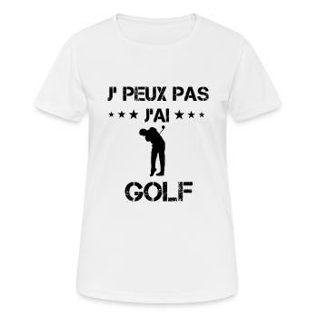 Je peux pas j'ai golf golfeur cadeau humour - T-shirt respirant Femme - blanc - Devant - AI Model Female 172 dark (172cm)