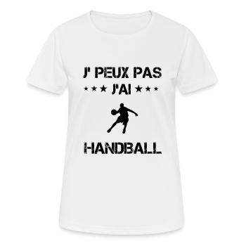 Je peux pas j'ai handball joueur cadeau humour - T-shirt respirant Femme - blanc - Devant - AI Model Female 172 dark (172cm)