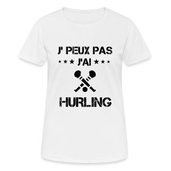 Je peux pas j'ai hurling cadeau humour - T-shirt respirant Femme - blanc - Devant - AI Model Female 172 dark (172cm)