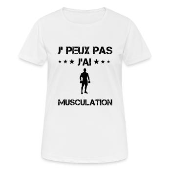 Je peux pas j'ai musculation cadeau humour - T-shirt respirant Femme - blanc - Devant - AI Model Female 172 dark (172cm)