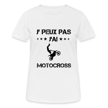 Je peux pas j'ai motocross moto cadeau humour - T-shirt respirant Femme - blanc - Devant - AI Model Female 172 dark (172cm)
