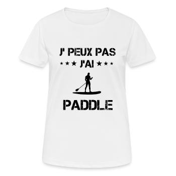 Je peux pas j'ai paddle Stand Up cadeau humour - T-shirt respirant Femme - blanc - Devant - AI Model Female 172 dark (172cm)