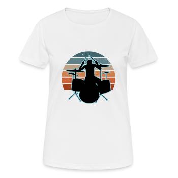 Schlagzeuger und Schlagzeug - Frauen T-Shirt atmungsaktiv - Weiß - Vorne - AI Model Female 172 dark (172cm)