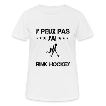 Je peux pas j'ai rink hockey cadeau humour - T-shirt respirant Femme - blanc - Devant - AI Model Female 172 dark (172cm)