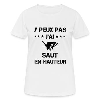 Je peux pas j'ai saut en hauteur cadeau humour - T-shirt respirant Femme - blanc - Devant - AI Model Female 172 dark (172cm)