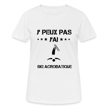 Je peux pas j'ai ski acrobatique cadeau humour - T-shirt respirant Femme - blanc - Devant - AI Model Female 172 dark (172cm)