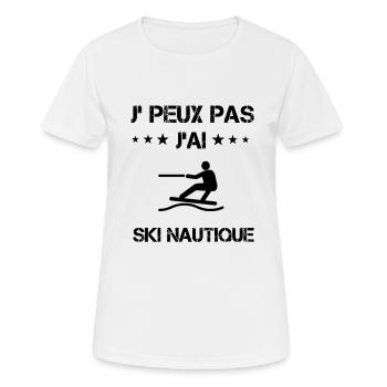 Je peux pas j'ai ski nautique cadeau humour - T-shirt respirant Femme - blanc - Devant - AI Model Female 172 dark (172cm)