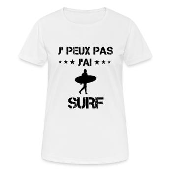 Je peux pas j'ai surf surfeur cadeau humour - T-shirt respirant Femme - blanc - Devant - AI Model Female 172 dark (172cm)