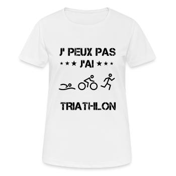 Je peux pas j'ai triathlon cadeau humour - T-shirt respirant Femme - blanc - Devant - AI Model Female 172 dark (172cm)