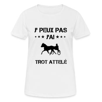 Je peux pas j'ai trot attelé cadeau humour - T-shirt respirant Femme - blanc - Devant - AI Model Female 172 dark (172cm)