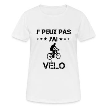Je peux pas j'ai vélo vtt cadeau humour - T-shirt respirant Femme - blanc - Devant - AI Model Female 172 dark (172cm)