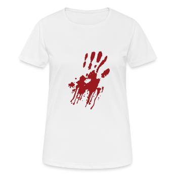 Tenue de main sanglante - T-shirt respirant Femme - blanc - Devant - AI Model Female 172 dark (172cm)