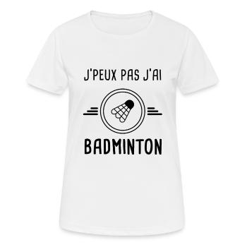 je peux pas j'ai badminton pour badiste - T-shirt respirant Femme - blanc - Devant - AI Model Female 172 dark (172cm)