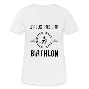 je peux pas j'ai biathlon pour biathlète - T-shirt respirant Femme - blanc - Devant - AI Model Female 172 dark (172cm)