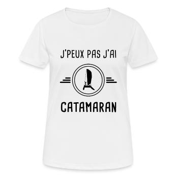 je peux pas j'ai catamaran pour voilier - T-shirt respirant Femme - blanc - Devant - AI Model Female 172 dark (172cm)
