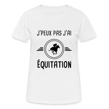 je peux pas j'ai équitation pour cavalier - T-shirt respirant Femme - blanc - Devant - AI Model Female 172 dark (172cm)