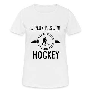 je peux pas j'ai hockey pour hockeyeur - T-shirt respirant Femme - blanc - Devant - AI Model Female 172 dark (172cm)